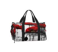 Cuadro Decorativo de Pared con hilera de Amapolas Rojas,Bolso Deportivo Bandolera de Mano, Bolsa de Deporte, Bolsa de Viaje de Gran Capacidad para Mujeres y Hombres.
