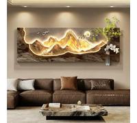 Cuadro Decorativo De Pared De Arenisca 3D Con Luz, Esculturas De Pared LED, Jarrón De Cristal Y Planta Verde Artificial, Lámpara Mural Paisajística Para Dormitorio(A,40 * 120cm)