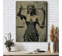 Cuadro decorativo de pared en lienzo, Balanza de la Justicia, Pintura de figura de la ley, Decoración de pared para sala de estudio (50x75cm/Con marco)