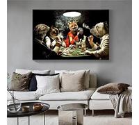 Cuadro decorativo de pared en lienzo: Perro jugando al póker, estilo divertido Póster impreso para decoración de dormitorio, hogar y sala de estar (70 x 108 cm)
