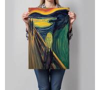 Cuadro Decorativo de Pared Estilo de grito, Gente aterrorizada Póster Decorativo para Dormitorio, Baño y Salón, Impresiones en Lienzo, 100x70cm, Sin Marco, Amarillo-verde