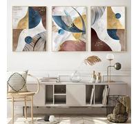 Cuadro decorativo de pared moderno con diseño de bloques de color geométrico abstracto para sala de estar dormitorio decoración del hogar 20 x 30 pulgadas 50 x 75 cm x 3