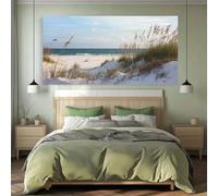 Cuadro decorativo de playa con vista al mar y amanecer tranquilo para sala de estar, dormitorio, oficina, restaurante o bar (60x120cm/Sin marco)