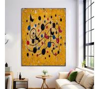 Cuadro Decorativo de Temas musicales abstractos Puntos de nota en Lienzo amarillo, Laminas Decorativas Pared en Salón, Dormitorio, Pasillo u Oficina 50 x 70 cm