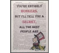 Cuadro decorativo, diseño de El sombrerero Loco y cita de Alicia en el País de las Maravillas