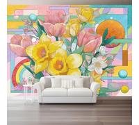 Cuadro Decorativo en Lienzo 250 x 175 cm, Patrones Arte moderno exquisito geométrico flores, Pintura en Canvas de, Arte de Pared para Salón Dormitorio y Oficina - Vistoso