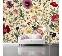 Cuadro Decorativo en Lienzo 250 x 175 cm, Patrones Retro flores hojas enredaderas, Pintura en Canvas de, Arte de Pared para Salón Dormitorio y Oficina - Vistoso