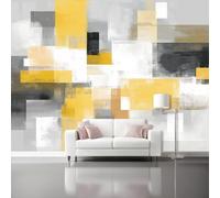 Cuadro Decorativo en Lienzo 350 x 256 cm, Patrones Abstracto Arte Moderno Textura de Fondo, Pintura en Canvas de, Arte de Pared para Salón Dormitorio y Oficina - Gris amarillo