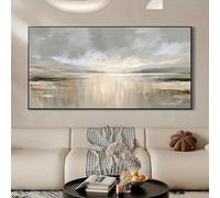 Cuadro decorativo grande para sala de estar, lienzo con paisaje abstracto de nubes y cielo, ideal para dormitorio (75 x 150 cm, marco negro)