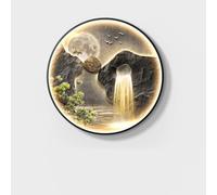 Cuadro Decorativo LED con Cascada de montaña para Sala de Estar, Obra de Arte Moderna iluminada con Marco para Paredes, Control Remoto para Dormitorio, Pasillo, Oficina (Dorado, 70 cm/27,5 p