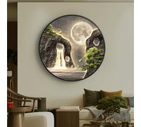 Cuadro Decorativo LED con Cascada de montaña para Sala de Estar, Obra de Arte Moderna iluminada con Marco para Paredes, Control Remoto para Dormitorio, Pasillo, Oficina (Dorado C 90cm/35.4in