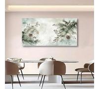 Cuadro decorativo moderno abstracto de follaje navideño para pared, lienzo, obra de arte grande para sala de estar, dormitorio, decoración del hogar (70x140cm/sin marco)