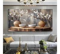 Cuadro decorativo moderno con diseño de ramas que florecen en primavera, ideal para decorar la sala de estar y el dormitorio (80x160 cm/marco interno).