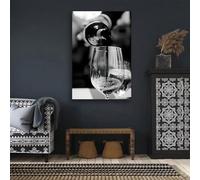 Cuadro decorativo moderno y sencillo en blanco y negro con diseño de copa de vino. Lienzo impreso con diseño moderno para decoración del hogar o dormitorio (60x90cm/Sin marco).