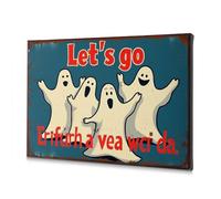Cuadro decorativo para pared de baño, diseño de "Let's Go Trick-or Treating!", cuadro decorativo para pared de sala de estar, baño, 40 x 60 cm