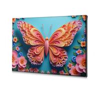 Cuadro decorativo para pared de baño, diseño de mariposa de papel colorido rodeado de flores. Lienzo decorativo de The Chosen Shabby Chic Decor (20 x 30 cm)