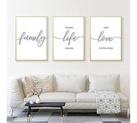 Cuadro Dormitorio - Cuadros para Paredes, Family Love Poster Print Pintura en Lienzo en Blanco y Negro Family Sign Poster Modern Wall Art Pictures For Living Room/60x80cmx3 Sin Marco
