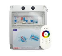 Cuadro Eléctrico para Piscina Iluminación y Motor | Guardamotor y Transformador | Controlador WiFi RGB + Blanco | Contactor para Motor y Clorador | 60W 12DC | Bomba de agua 1CV 4-6.3A