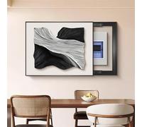 Cuadro Electrico Tapa, Tapa Contador luz Decorativa, Caja de Interruptores, Ocultar Cuadros para su Hogar, Decorativo de Pared, No Requiere Perforación(Black,50 * 40cm/19.7 * 15.7in)