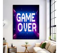 Cuadro En Impresiones De Lienzo Neón Juego Terminado Simple Palabra, Imagen Sobre Lienzo Sin Marco, Arte Mural Moderno Para Decoración Del Hogar Oficina Salón Dormitorio 40×60 cm