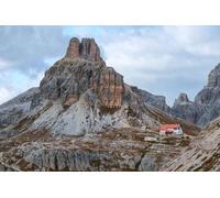 Cuadro en lienzo (140 x 90 cm), diseño panorámico de las montañas de Dolomitas y Refugio Locatelli, tres picos Lavaredo, Italia, Europa (65021414)