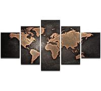 Cuadro En Lienzo 5 Piezas De Lienzo Arte De Pared Mapa Del Mundo Vintage Marrón Lienzos Impresiones Arte Moderno Cuadros De Pared Lienzo Arte De Pared Pared Decoracion Con Marco 100 X 50 Cm