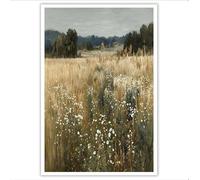 Cuadro en Lienzo Amarillo-verde Campo flores silvestres cuadros decoracion salon Estilo de pintura al óleo lienzos decorativos dormitorios para Decorativos Salón Dormitorio Comedor90x60 cm Sin Marco