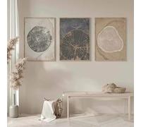Cuadro en lienzo con diseño de anillos de árbol beige neutros, estilo nórdico minimalista de lujo, para decoración del hogar y la sala de estar (70 x 100 cm x 3 cm/sin marco)