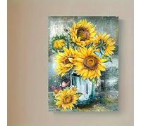 Cuadro en lienzo con girasoles, impresiones artísticas para pared, flores amarillas, decoración del hogar para dormitorio (60x80 cm, sin marco)
