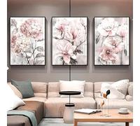 Cuadro en lienzo con hermosas flores, póster retro e impresión, arte de pared para sala de estar, decoración moderna para el hogar (60 x 80 cm, 3 piezas sin marco)