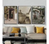 Cuadro en lienzo con impresión de naranjo, arquitectura mediterránea, otoño, campo, paisaje francés, póster para decoración del hogar (50 x 75 cm, 3 unidades)
