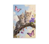 Cuadro En Lienzo Cría de Lince Impresión En Lienzo Mariposa Cuadro Decorativo Para Dormitorio Sala De Yoga Regalos Creativos 20x30inch(50x75cm)