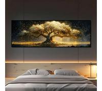Cuadro en lienzo de gran tamaño con diseño de árbol de la vida, moderno, clásico, contemporáneo, botánico, para pared, impresión artística, decoración del hogar (40 x 120 cm, sin marco)