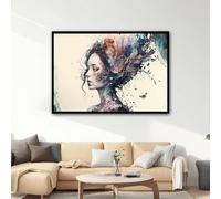 Cuadro en lienzo de mujer colorida, pósteres con retrato de mujer moderna, imágenes de arte mural, para sala de estar, decoración de pared del hogar, marco de 80 x 120 cm