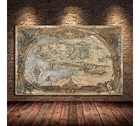 Cuadro En Lienzo Mapa De la Tierra Media Carteles De Películas e Impresiones Película Clásica Arte De la Pared Pintura al óleo Sobre Lienzo Para Decoración De Habitación De Niño Sin Marco 60X90cm