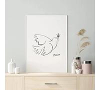 Cuadro en lienzo minimalista de paloma de la paz de Picasso, arte de pared, pósteres e impresiones para la decoración del hogar y la sala de estar (30 x 40 cm/sin marco)