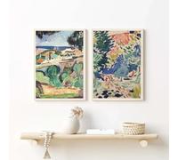 Cuadro en lienzo nórdico Matisse, colores pastel claros, póster e impresiones, vistas abstractas de casas, arte de pared, imagen para decoración de habitación, 40 x 50 cm, 2 piezas, sin marco