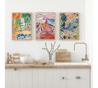 Cuadro en lienzo nórdico Matisse, colores pastel claros, póster e impresiones, vistas abstractas de casas, arte de pared, imagen para decoración de habitación, 60 x 90 cm, 3 piezas, sin marco