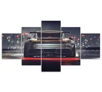 Cuadro En Lienzo Pinturas 5 Partes Impresión Impresiones En Lienzo De Arte Coche Porsche 911 Gt3 3D Hd Mural Para La Moderno Decoración Del Hogar 150×80 Cm Listo Para Colgar(Enmarcado)