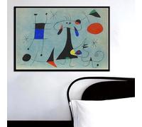 Cuadro en lienzo surrealista moderno de Joan Miró, póster retro e impresión, arte de pared para sala de estar, decoración moderna del hogar (80 x 120 cm/sin marco)