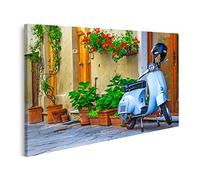 Cuadro en Lienzo Vespa Italiana Pienza Toscana Gráfica Decoracion de Pared Impresión Artística