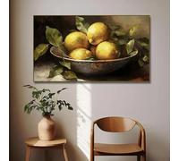 Cuadro en lienzo vintage de limonero, pera, granada, fruta, bodegón, póster de cocina, arte de pared, imagen para decoración del hogar (60 x 90 cm/sin marco)