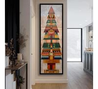 Cuadro estrecho para pared, impresión vertical en lienzo, decoración alta y delgada, árbol solitario, pósteres de decoración rústica vintage para el hogar estilo granja (40x120cm/marco interior)