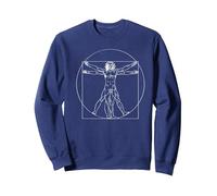 Cuadro Famoso de Leonardo da Vinci, Hombre Vitruviano Sudadera, Unisex para Adultos, Azul Marino, S
