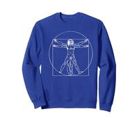 Cuadro Famoso de Leonardo da Vinci, Hombre Vitruviano Sudadera, Unisex para Adultos, Azul Real, M