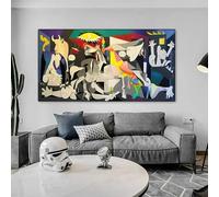 Cuadro famoso de Picasso, Guernica, lienzo, arte de pared, pósteres abstractos e impresiones, imágenes de pared para decoración del hogar y la sala de estar (80 x 160 cm (31 x 63 pulgadas)/sin marco)