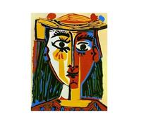 Cuadro famoso de Picasso Mujer con sombrero, cuadro sobre lienzo, arte de pared para sala de estar, decoración del hogar, obra de arte Giclée (50×60cm) Solo lienzo