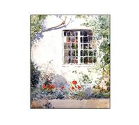 Cuadro Famoso Listo para Colgar"Flores contra una Pared Blanca"- Impresiones en Lienzo-Reproducciones-Imagen artística de Pared para decoración del hogar 50x60cm Enmarcado Negro