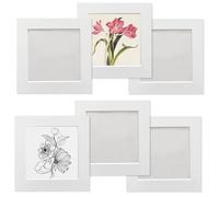 Cuadro Foto 15 x 15 cm, Juego de 6 Marcos de Fotos para Collage de Fotos Decoración de Pared, Marcos de Cartón, Se Envía con una Película de Plástico Transparente, Blanco, Instalación Autoadhesiva