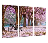 Cuadro Fotográfico Camino Bosque en Otoño, Camino de Flores Rosas Tamaño total: 97 x 62 cm XXL